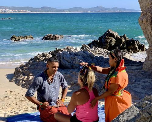 Beautiful Spiritual Healing Ceremony being performed in a private cove on the Sea of Cortez